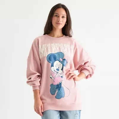 Minne Cowgirl Crew Sweatshirt Womens Neck Long Sleeve Mickey and Friends Minnie Mouse Juniors