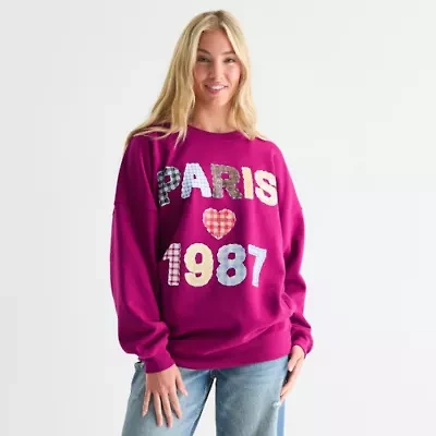 Paris 1987 Quilt Crew Sweatshirt Womens Neck Long Sleeve Juniors