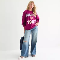 Paris 1987 Quilt Crew Sweatshirt Womens Neck Long Sleeve Juniors