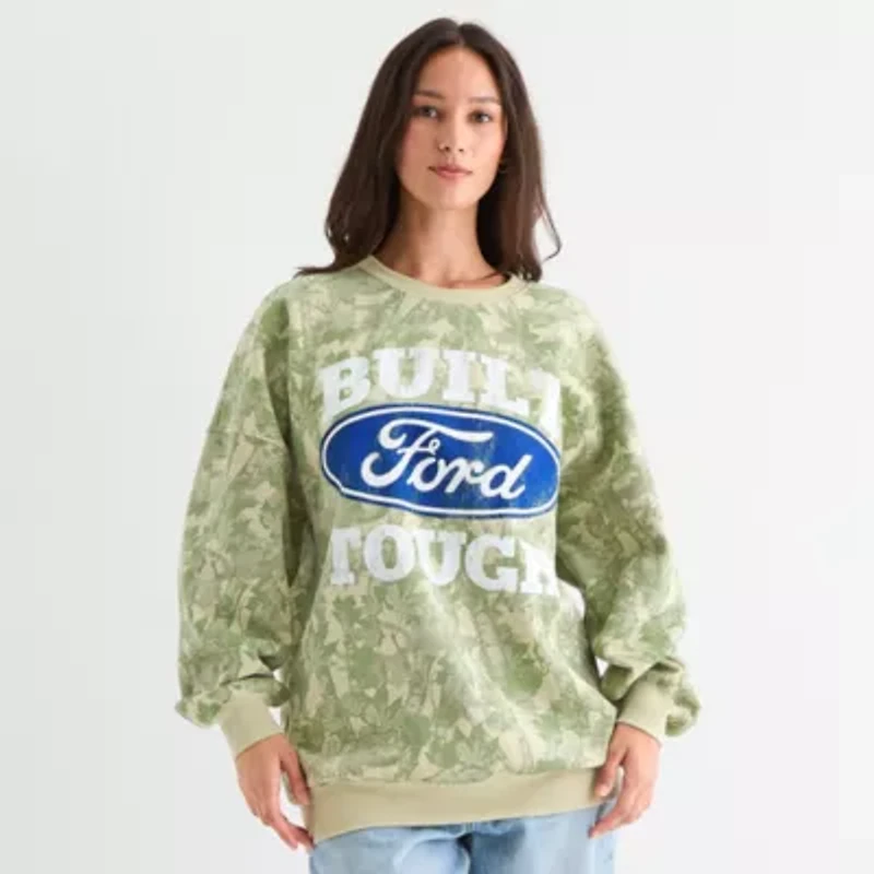 Ford Built Tough Womens Crew Neck Long Sleeve Juniors Sweatshirt