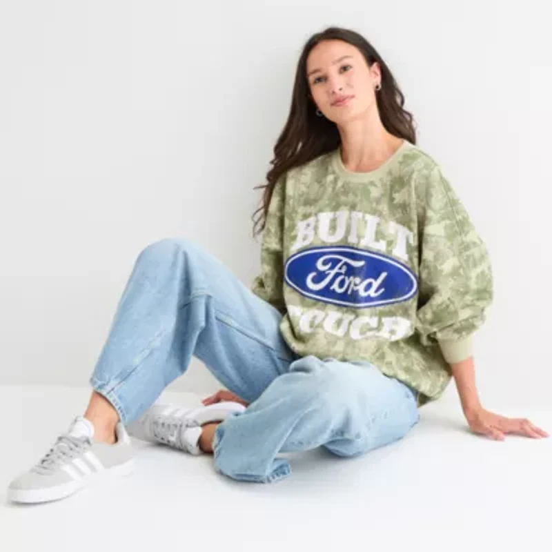 Ford Built Tough Womens Crew Neck Long Sleeve Juniors Sweatshirt