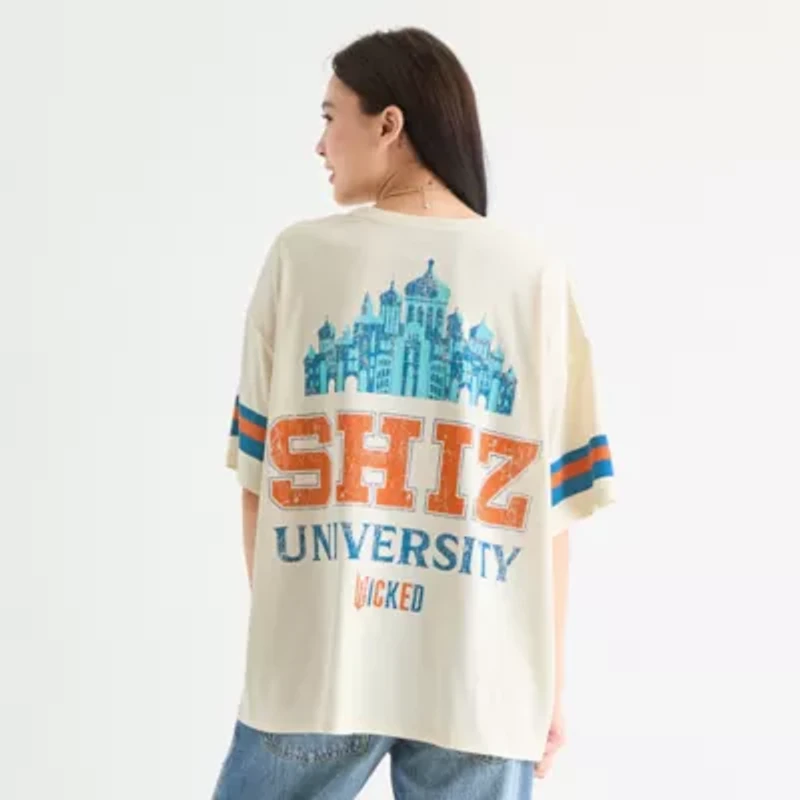 Wicked Shiz University Womens Crew Neck Short Sleeve Oversized Juniors Graphic T-Shirt