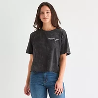 Vincent Van Gogh Sunflowers Cropped Womens Crew Neck Short Sleeve Loose Fit Juniors Graphic T-Shirt