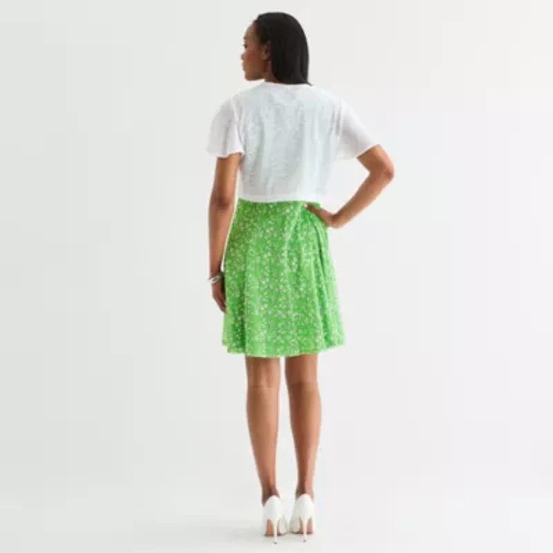 Perceptions Womens Petite Floral Jacket Dress