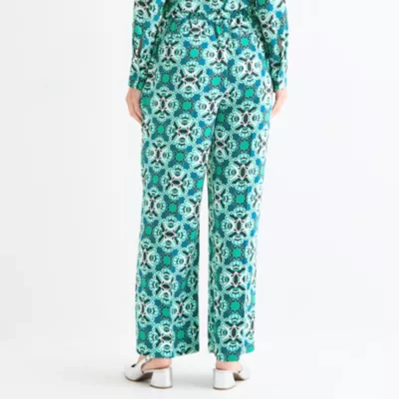 Liz Claiborne Margot Tailored Womens Stretch Fabric Easy-on + Easy-off Seated Wear Wide Leg Trouser