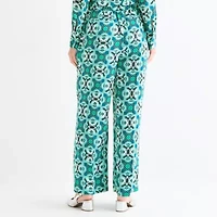 Liz Claiborne Margot Tailored Womens Stretch Fabric Easy-on + Easy-off Seated Wear Wide Leg Trouser