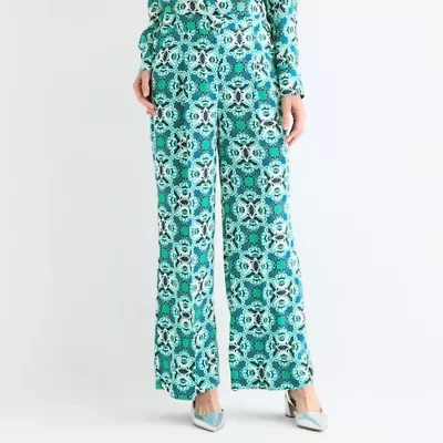 Liz Claiborne Margot Tailored Womens Stretch Fabric Easy-on + Easy-off Seated Wear Wide Leg Trouser