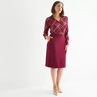 Liz Claiborne Womens Long Sleeve Fitted Regular Fit Button-Down Shirt