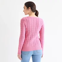 St. John's Bay Womens Crew Neck Adaptive Long Sleeve Pullover Sweater