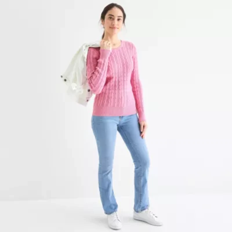 St. John's Bay Womens Crew Neck Adaptive Long Sleeve Easy-on + Easy-off Pullover Sweater