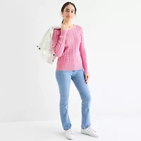 St. John's Bay Womens Crew Neck Adaptive Long Sleeve Pullover Sweater