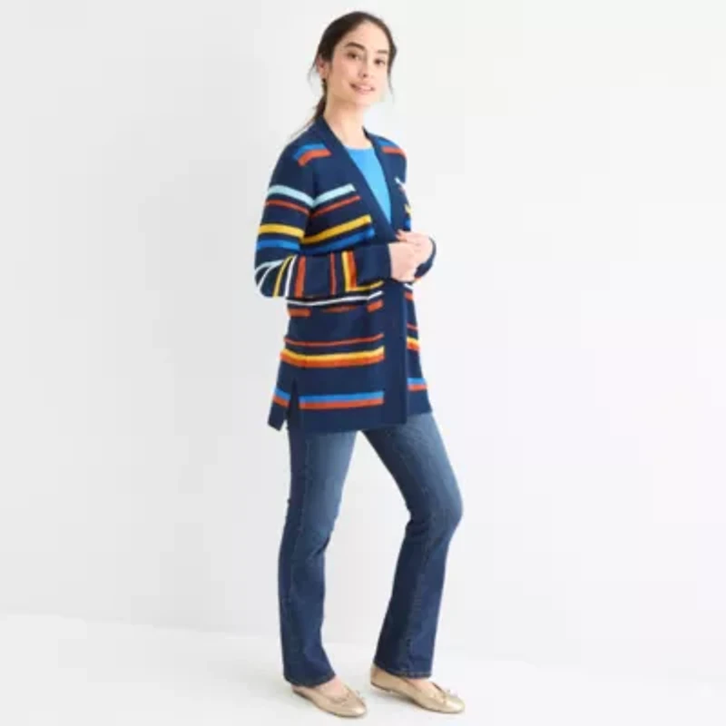 St. John's Bay Womens Long Sleeve Open Front Cardigan