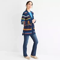 St. John's Bay Womens Long Sleeve Open Front Cardigan