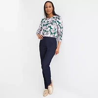 Liz Claiborne Womens Keyhole Neck Long Sleeve Blouse