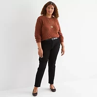 St. John's Bay Plus Womens Crew Neck Long Sleeve Pullover Sweater
