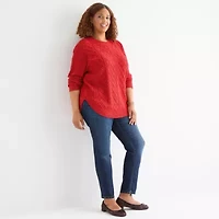 St. John's Bay Plus Womens Crew Neck Long Sleeve Pullover Sweater