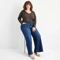 a.n.a Womens Long Sleeve Regular Fit Plus Henley Shirt