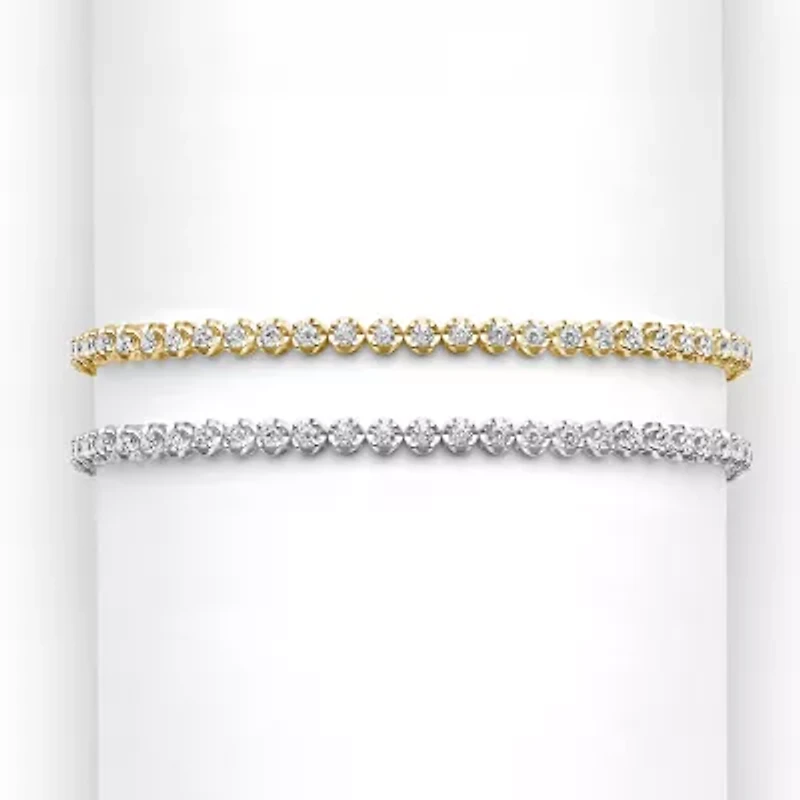 H-I/ I1) Womens CT. T.W. Lab Grown White Diamond 10K Gold 7.25 Inch Tennis Bracelet