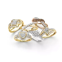 Womens 1/3 CT. T.W. Natural White Diamond 10K Gold Cluster Cocktail Ring