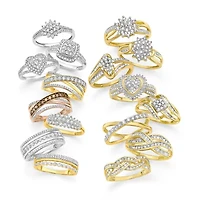 (G-H / Si2-I1) Womens 1/3 CT. T.W. Lab Grown White Diamond 10K Gold Crossover Cocktail Ring