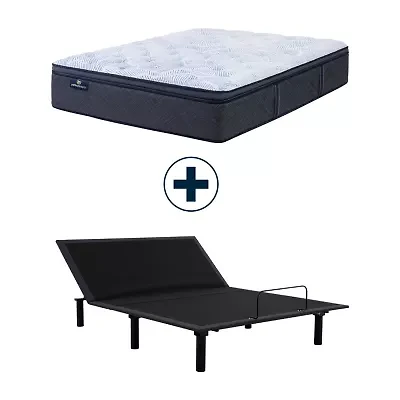 Serta Perfect Sleeper Blue Lagoon Nights 14.5" Plush Pillow Top - Mattress + Adjustable Base