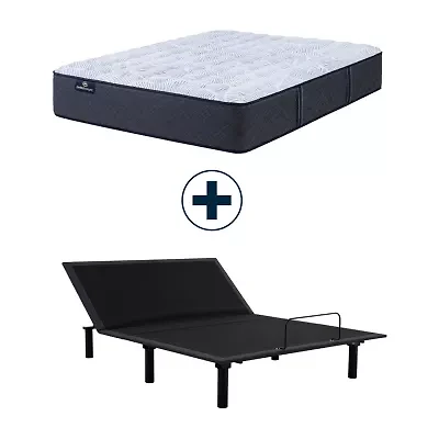 Serta Perfect Sleeper Blue Lagoon Nights 13.5" Medium Tight Top - Mattress + Adjustable Base