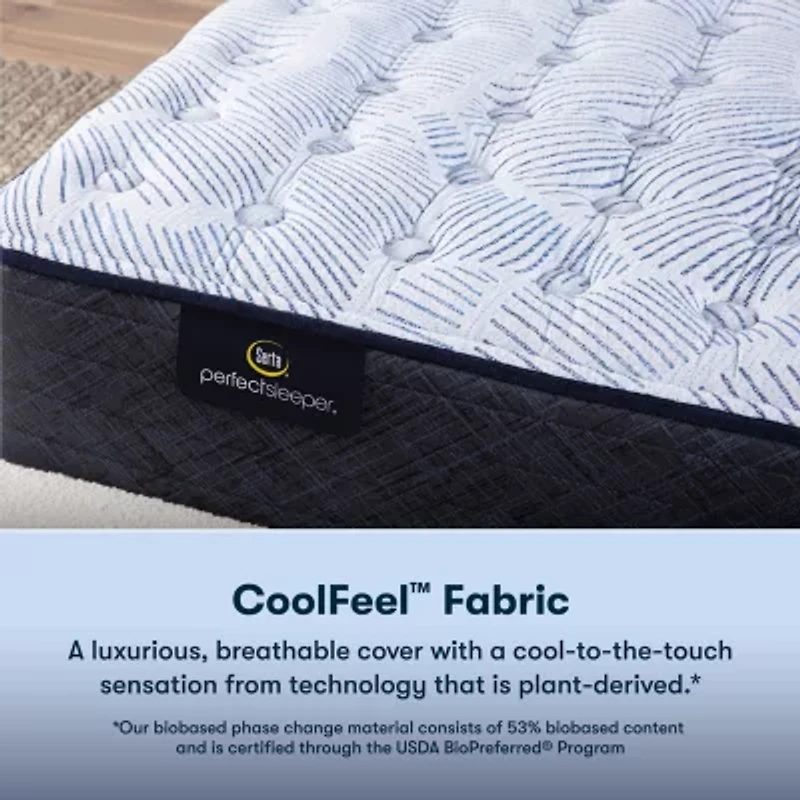 Serta Perfect Sleeper Blue Lagoon Nights 13.5" Medium Tight Top - Mattress + Adjustable Base