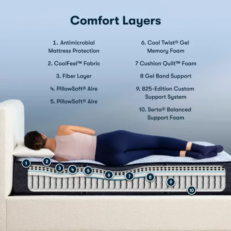 Serta Perfect Sleeper Blue Lagoon Nights 13.5" Medium Tight Top - Mattress + Adjustable Base