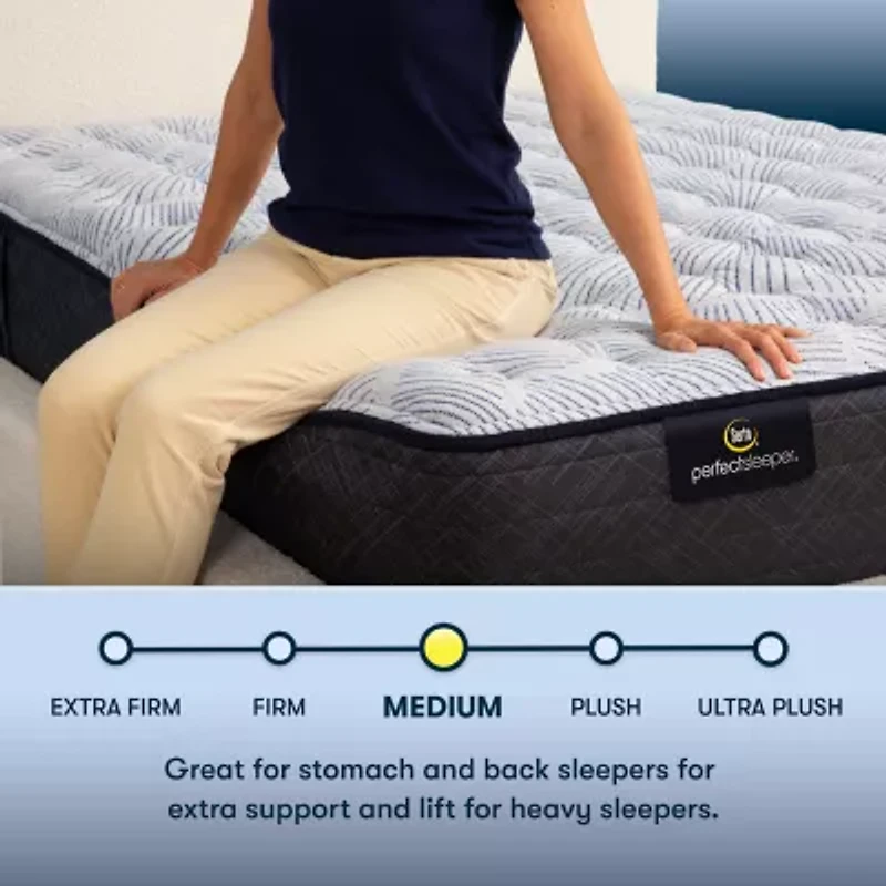 Serta Perfect Sleeper Blue Lagoon Nights 13.5" Medium Tight Top - Mattress + Adjustable Base