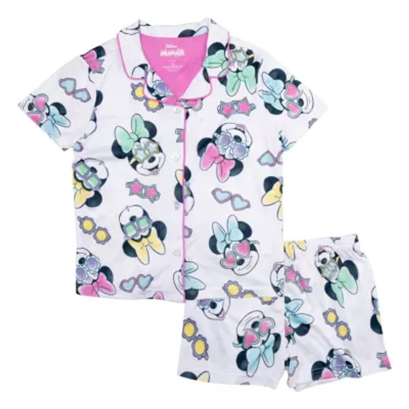 Disney Collection Toddler Girls Minnie Mouse V-Neck Short Sleeve 2-pc. Pajama Sets