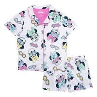 Disney Collection Toddler Girls Minnie Mouse V-Neck Short Sleeve 2-pc. Pajama Sets