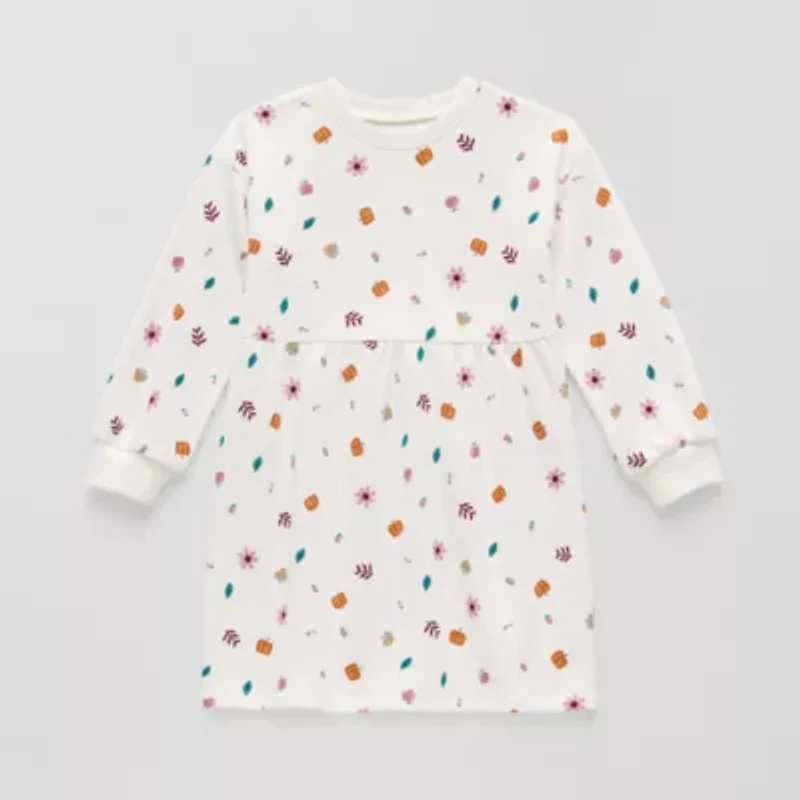 Okie Dokie Toddler & Little Girls Long Sleeve Cuffed Sweatshirt Dress