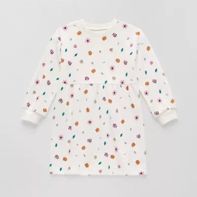 Okie Dokie Toddler & Little Girls Long Sleeve Cuffed Sweatshirt Dress