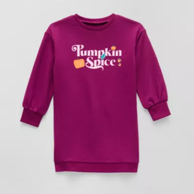 Okie Dokie Toddler & Little Girls Long Sleeve Drop Shoulder Sweatshirt Dress