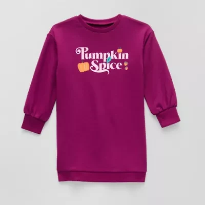 Okie Dokie Toddler & Little Girls Long Sleeve Drop Shoulder Sweatshirt Dress