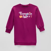 Okie Dokie Toddler & Little Girls Long Sleeve Drop Shoulder Sweatshirt Dress
