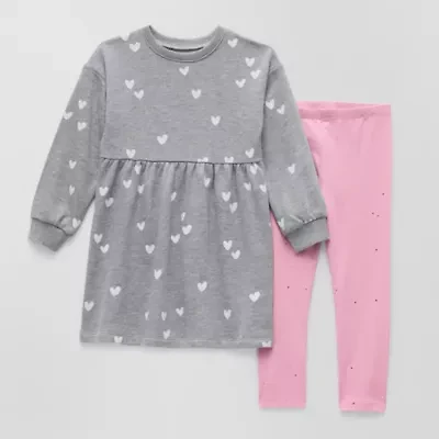 Okie Dokie Toddler & Little Girls Long Sleeve Cuffed 2-pc. Dress Set