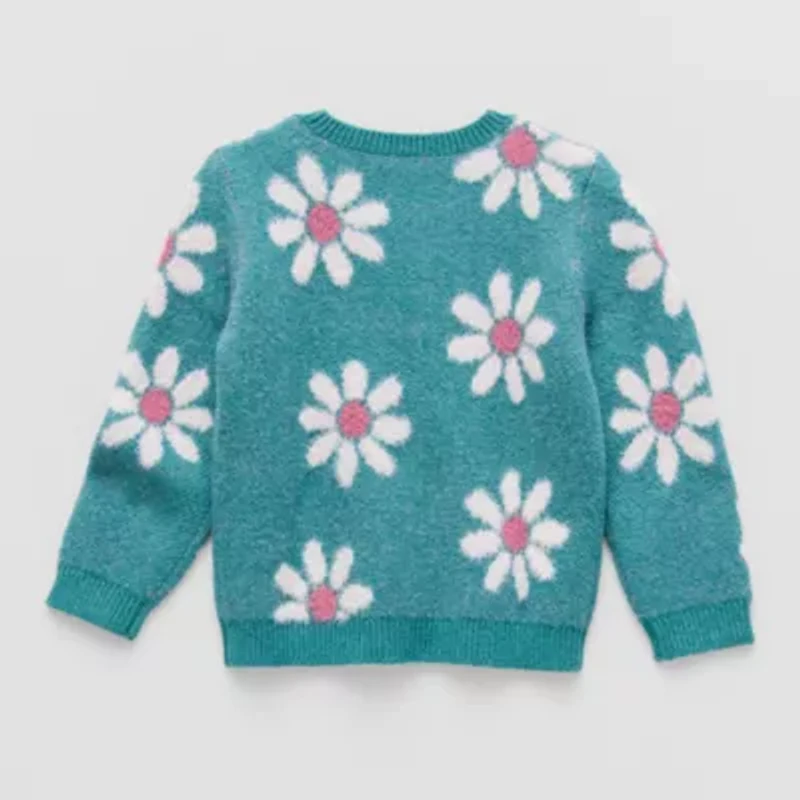Okie Dokie Toddler & Little Girls Round Neck Long Sleeve Pullover Sweater