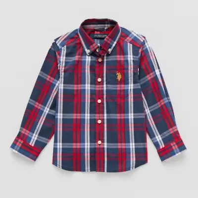 U.S. Polo Assn. Toddler Boys Long Sleeve Classic Fit Button-Down Shirt