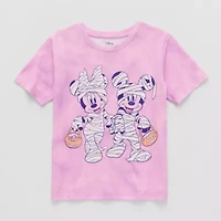 Disney Collection Little & Big Kid Girls Round Neck Short Sleeve Regular Fit Mickey Mouse Graphic T-Shirt