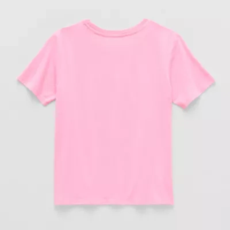Disney Collection Little & Big Kid Girls Round Neck Short Sleeve Regular Fit Lilo Stitch Graphic T-Shirt