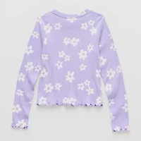 Thereabouts Little & Big Kid Girls Round Neck Long Sleeve T-Shirt