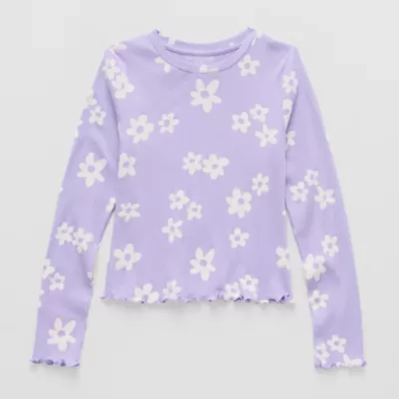 Thereabouts Little & Big Kid Girls Round Neck Long Sleeve T-Shirt