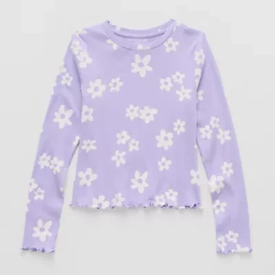 Thereabouts Little & Big Kid Girls Round Neck Long Sleeve T-Shirt