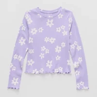 Thereabouts Little & Big Kid Girls Round Neck Long Sleeve T-Shirt