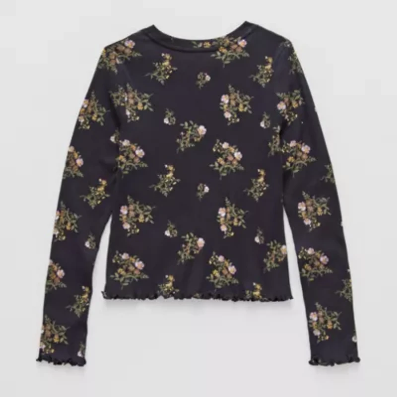 Thereabouts Little & Big Kid Girls Round Neck Long Sleeve T-Shirt