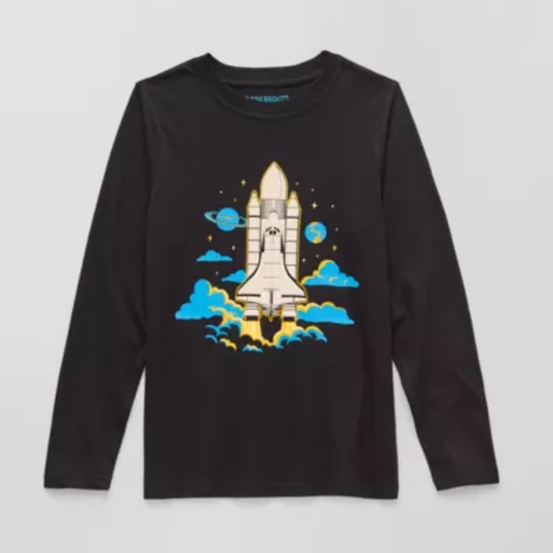Thereabouts Little & Big Kid Boys Crew Neck Long Sleeve Regular Fit Graphic T-Shirt