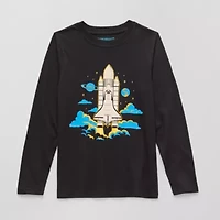 Thereabouts Little & Big Kid Boys Crew Neck Long Sleeve Regular Fit Graphic T-Shirt