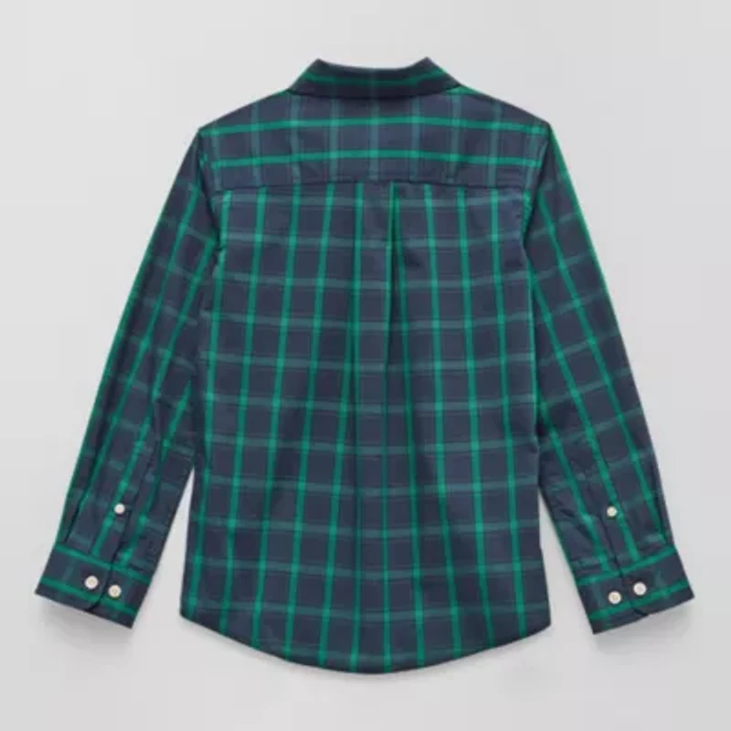 U.S. Polo Assn. Little & Big Kid Boys Long Sleeve Regular Fit Embroidered Button-Down Shirt