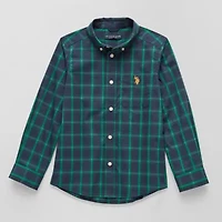 U.S. Polo Assn. Little & Big Kid Boys Long Sleeve Regular Fit Embroidered Button-Down Shirt